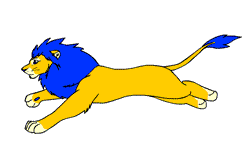 Gif animé lion bleu court